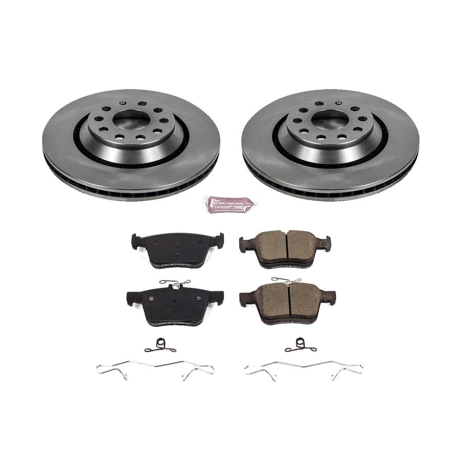 Power Stop KOE7084 Rear Brake Kit-OE Brake Rotors & Ceramic Brake Pads For A3 Quattro, Q3, RS3, S3, TT RS Quattro, TTS Quattro, Arteon, Atlas, Atlas Cross Sp, Golf R [Model Specific]