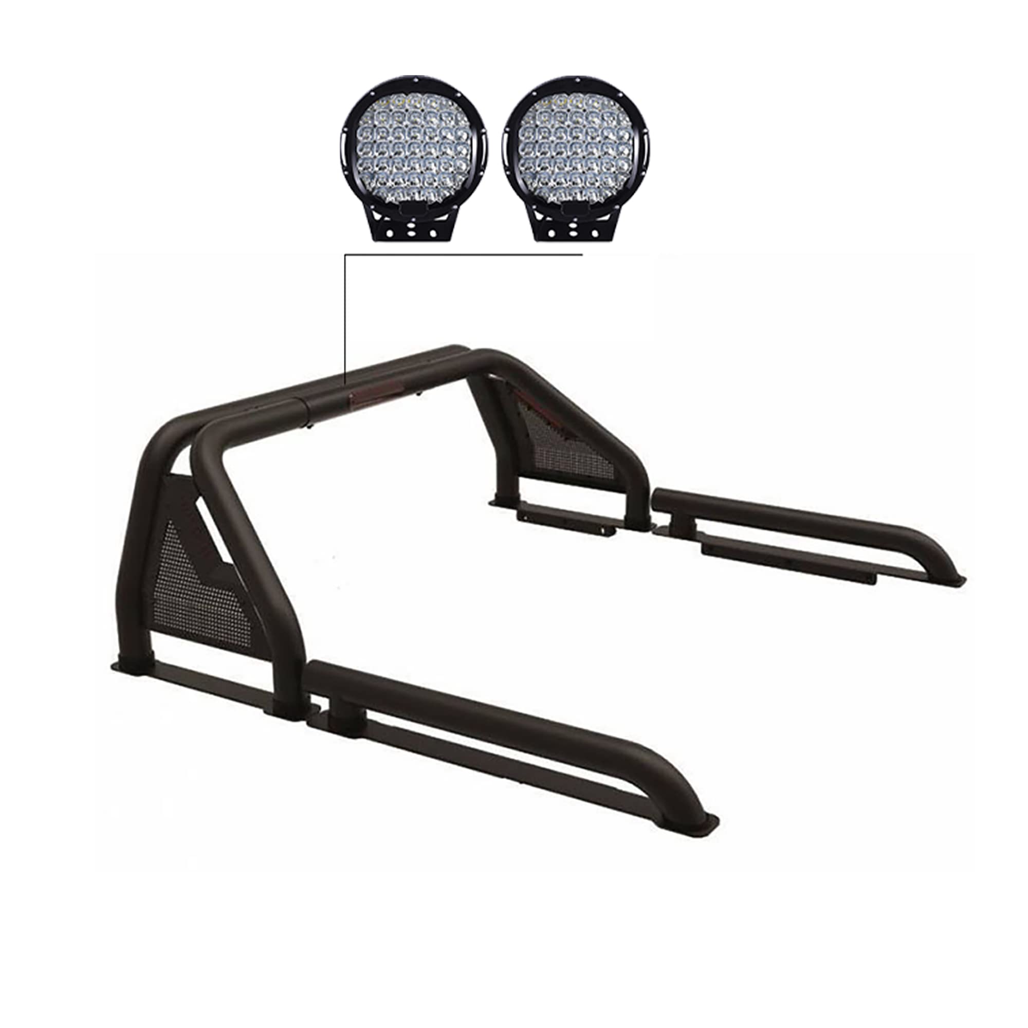 Gladiator Roll Bar Black Incl.Set of 9 Black Round LED Light Modular Black Compatible with 19-24 Titan/XD|14-24 Silverado/Sierra 1500/2500/3500|15-24 Ford F-150|09-10 Ram 1500|07-24 Tundra