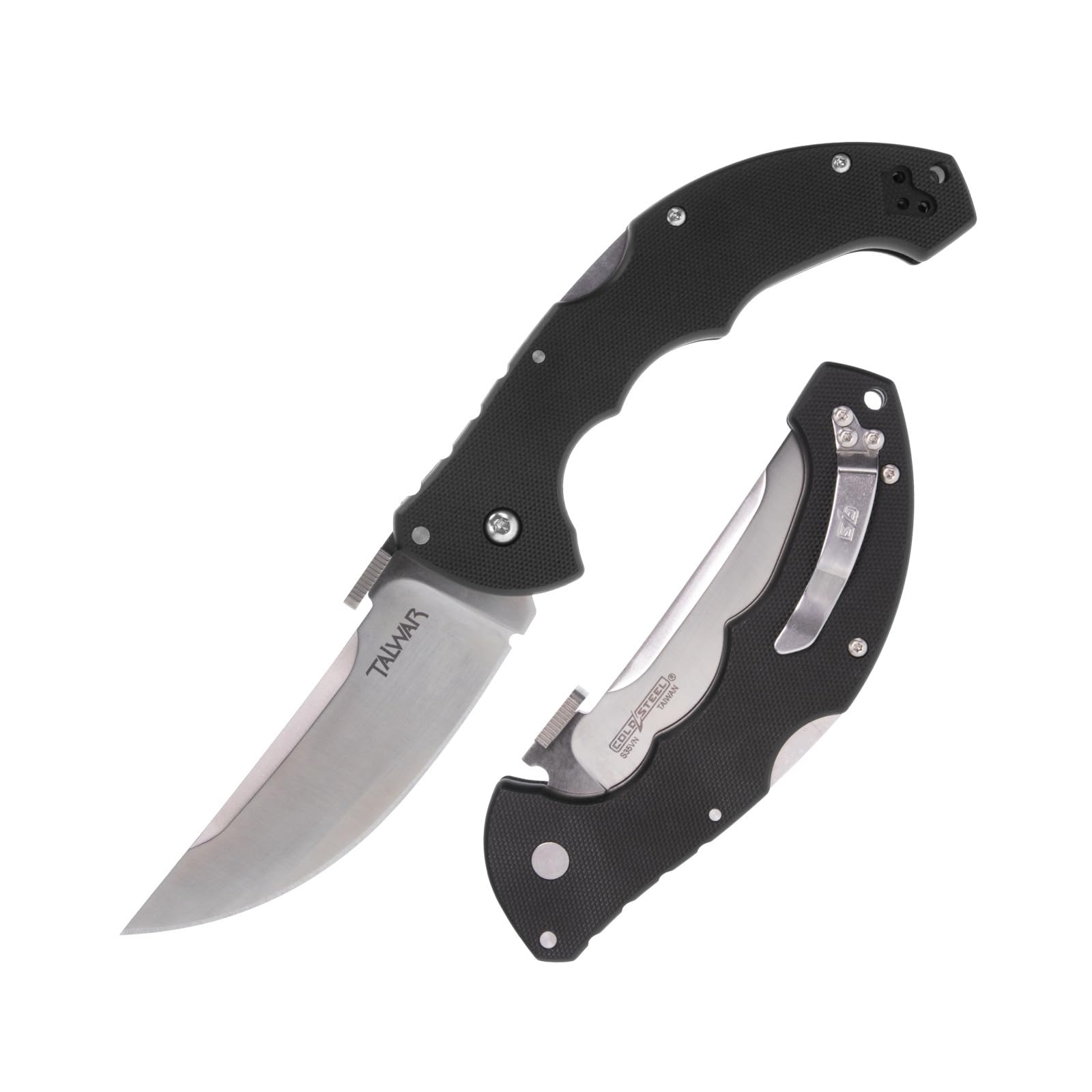 Cold Steel 4" Talwar S35VN Steel Ultra-Sharp Plain Blade 5.25" G10 Handle Tactical Pocket Folding Knife with Tri-Ad Locking Mechanism