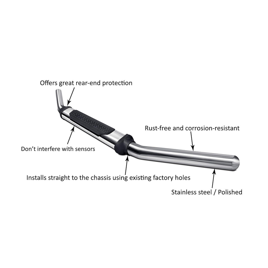 Rear Bumper Guard Black Horse Single Tube W/Pad Stainless Steel Compatible with 99-03 RX300|04-06 RX330|07-20 RX350|18-19 RX350L|06-08 RX400h|10-20 RX450h|18-20 RX450hL|08-23 Highlander-8D091016SS-1