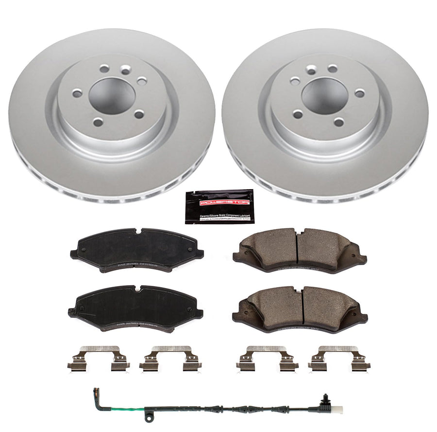 Power Stop Z23 Evolution Geomet Coated Brake Kit and 1 Front Sensor Wire For Land Rover LR4 2010 [Model Specific]