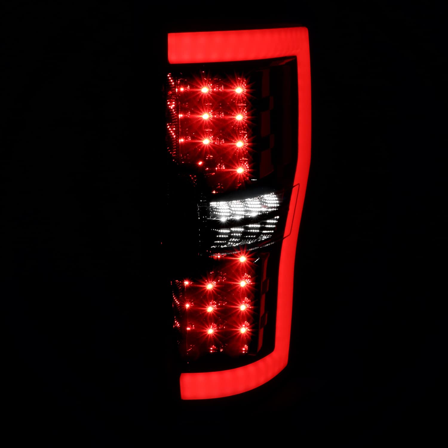 Glossy Black Smoke LED Tail Lights SPEC-D TUNING w/White LED Tube Compatible with 2017-2019 Ford F250/350/450/550, Left + Right Pair Tail Lamp Assembly