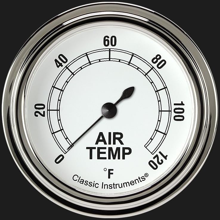 Classic Instruments Classic White CW399SLF 2 5/8" Outside Air Temperature Gauge Full Sweep