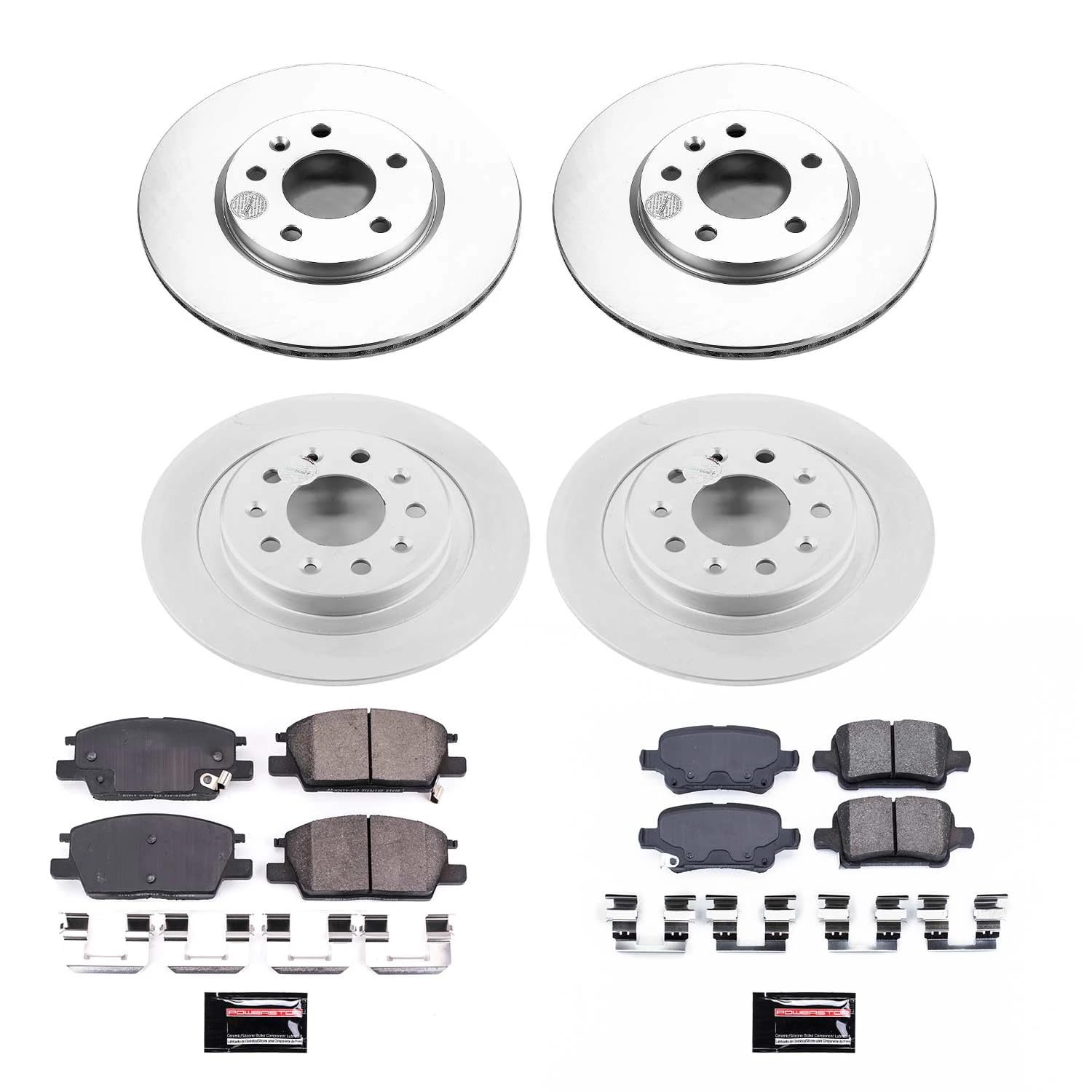 Power Stop CRK7566 Front & Rear Brake Kit- Coated Rotor and Z17 Ceramic Brake Pads [Malibu Models With Electric Parking Brake]
