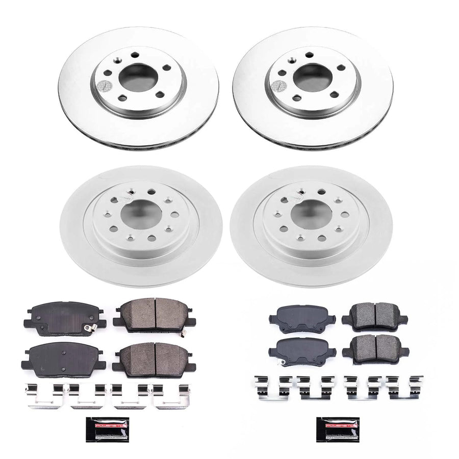Power Stop CRK7566 Front & Rear Brake Kit- Coated Rotor and Z17 Ceramic Brake Pads [Malibu Models With Electric Parking Brake]