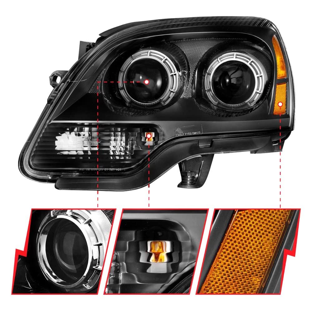 2007-2012 GMC Acadia Anzo USA Projector Headlights Balck Housing (111530)