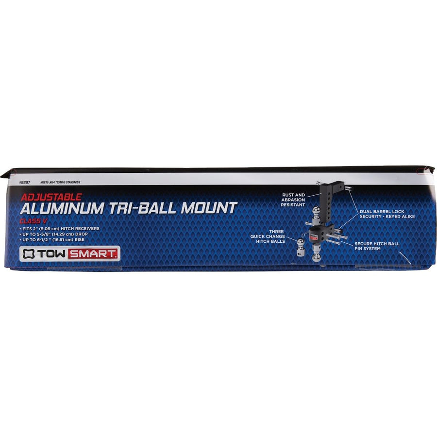 Class V TOWSMART, 12,000 lb., 5-5/8 in. Drop to 6-1/2 in. Rise, Adjustable Trailer Hitch Tri-Ball Mount