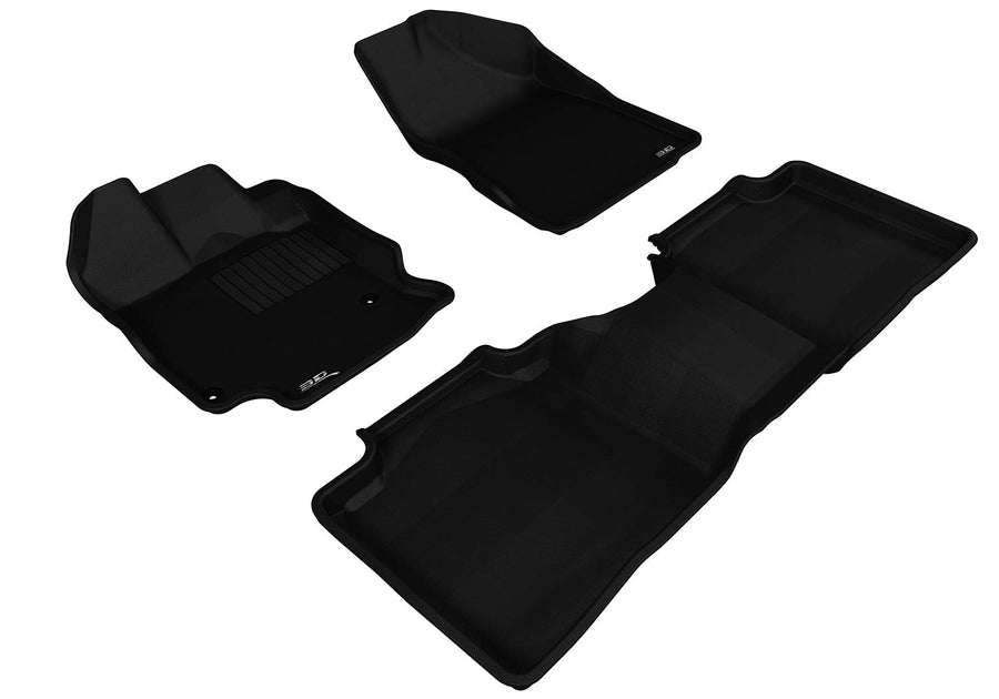 Complete Set 3D MAXpider Custom Fit All-Weather Floor Mat for Select Toyota Venza Models - Kagu Rubber (Black)