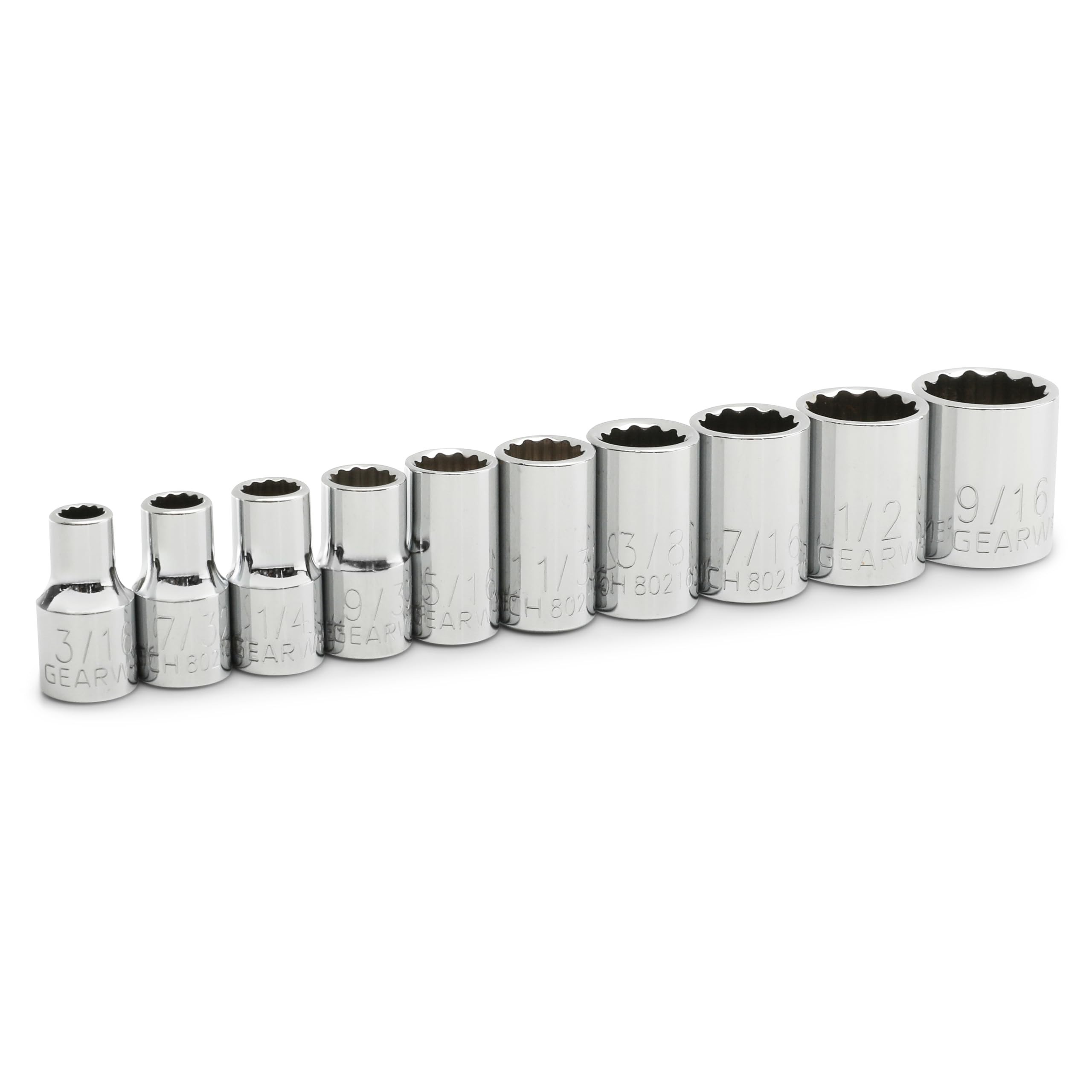 10 Pc. GEARWRENCH 1/4" Drive 12 Pt. Standard Socket Set, SAE - 80307D