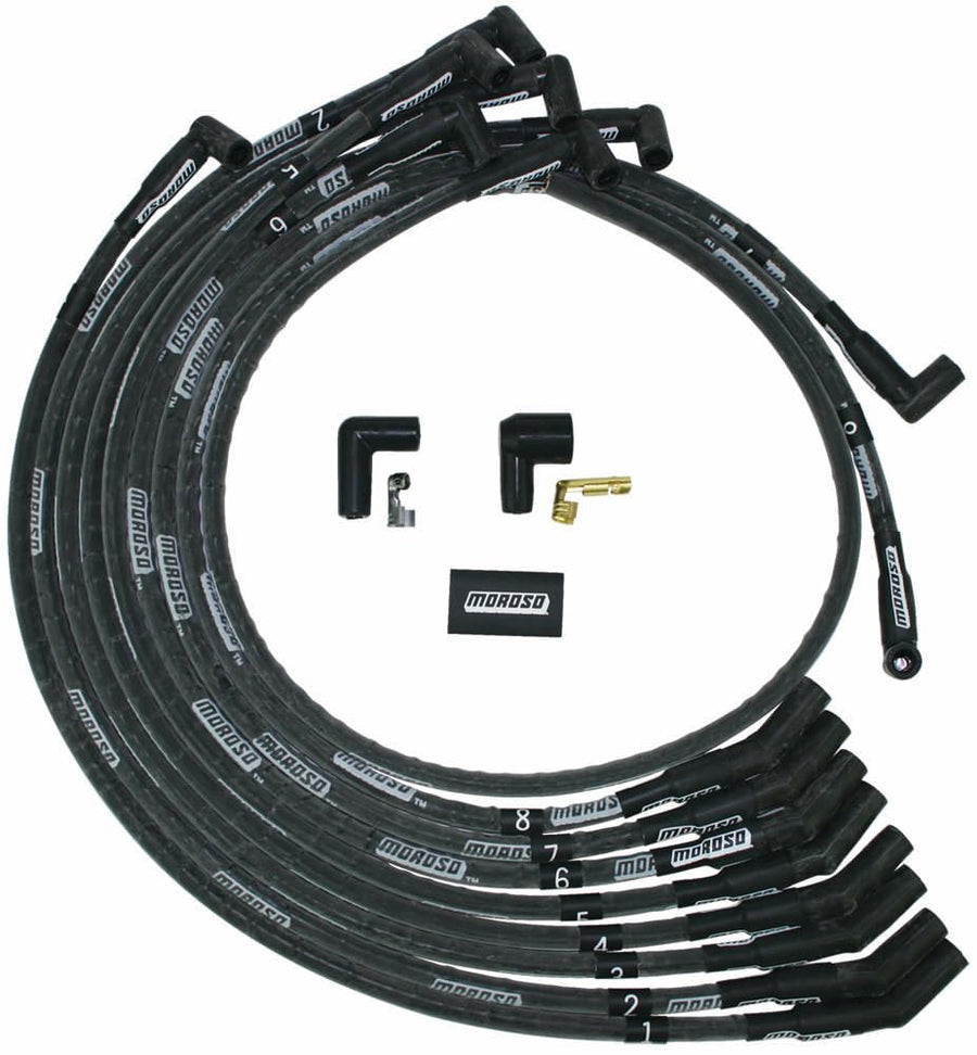 Moroso Mag Tune 9772M Sleeved Spark Plug Wires, Fits Ford 351W, 135 Degree Plug Ends
