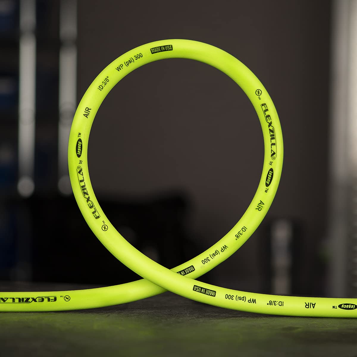 Air Hose Flexzilla, 1/2 in. x 50 ft., 1/2 in. MNPT Fittings, Heavy Duty, Lightweight, Hybrid, ZillaGreen - HFZ1250YW4