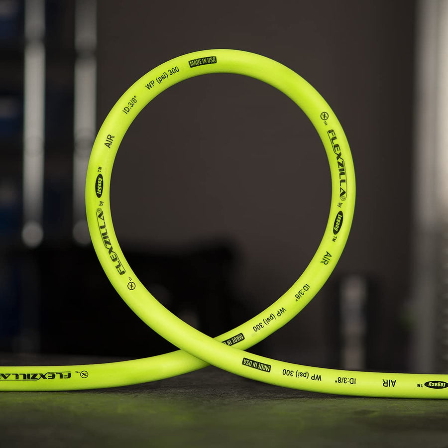 Air Hose Flexzilla, 1/2 in. x 50 ft., 1/2 in. MNPT Fittings, Heavy Duty, Lightweight, Hybrid, ZillaGreen - HFZ1250YW4