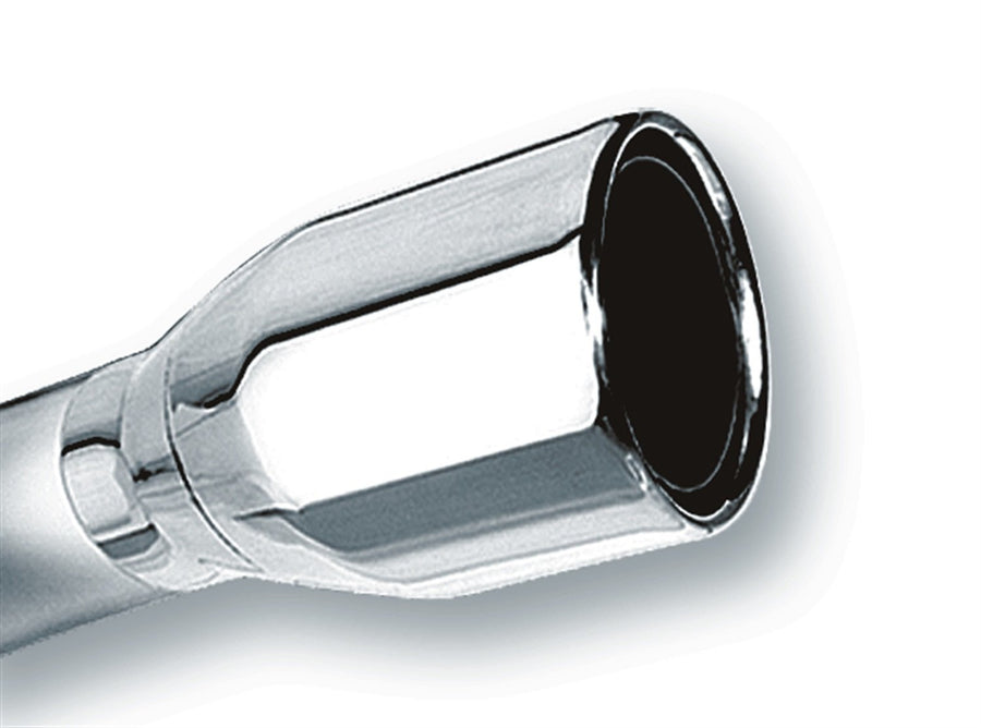 BORLA Exhaust Tip 2.5" Inlet - 4" Single Round Rolled-Edge Square-Cut Outlet - 8" Long 20235 Weld On Mounting Method