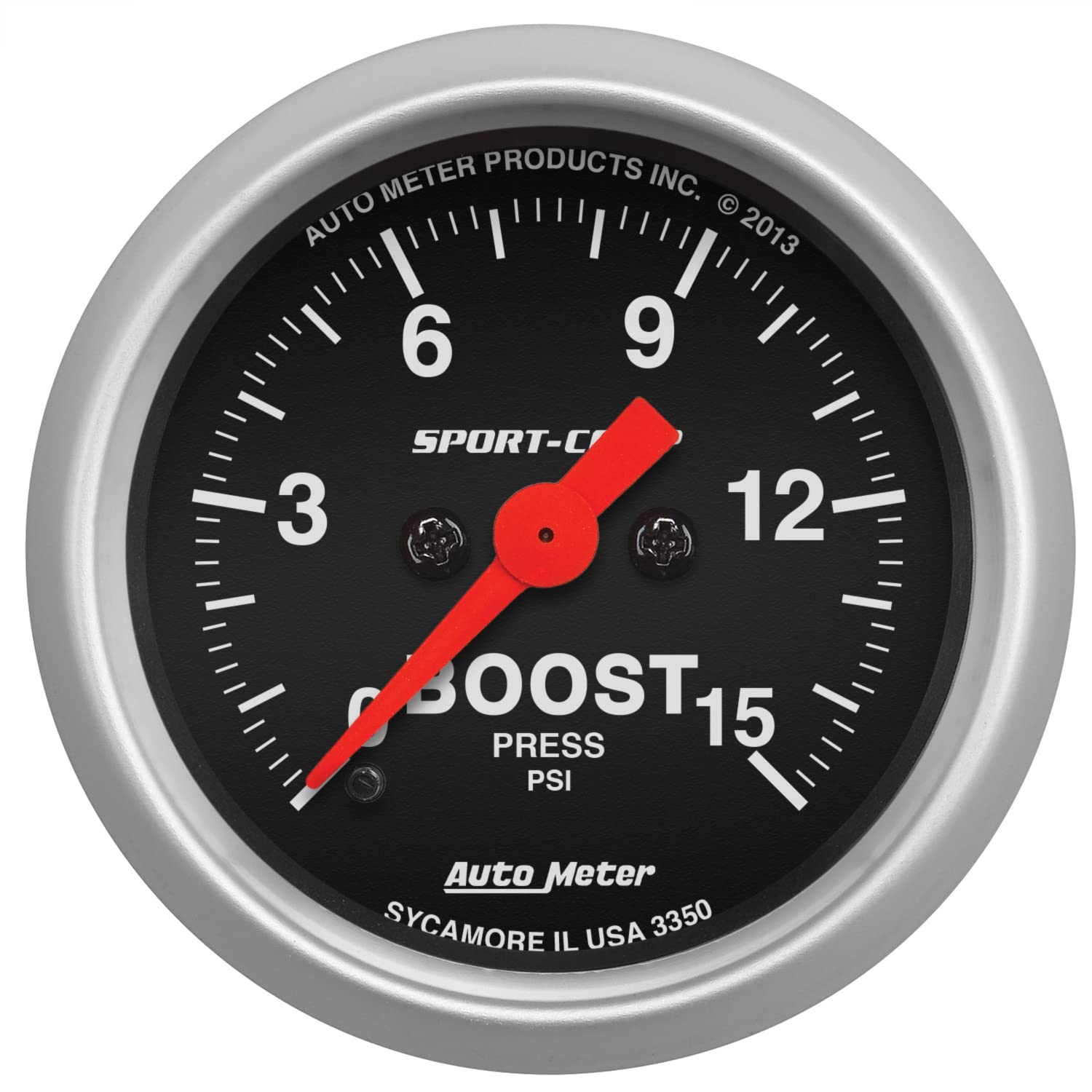 Auto Meter Sport Comp (3350) 2-1/16" 0-15 PSI Mechanical Boost Gauge