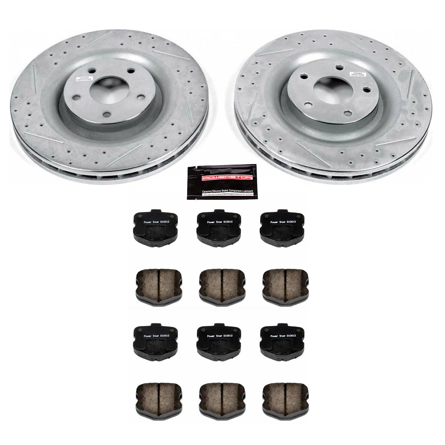 Power Stop K1444 Z23 Carbon Fiber Brake Pads with Drilled & Slotted Brake Rotors Kit For Chevrolet Corvette 2006-2013 [Model Specific]