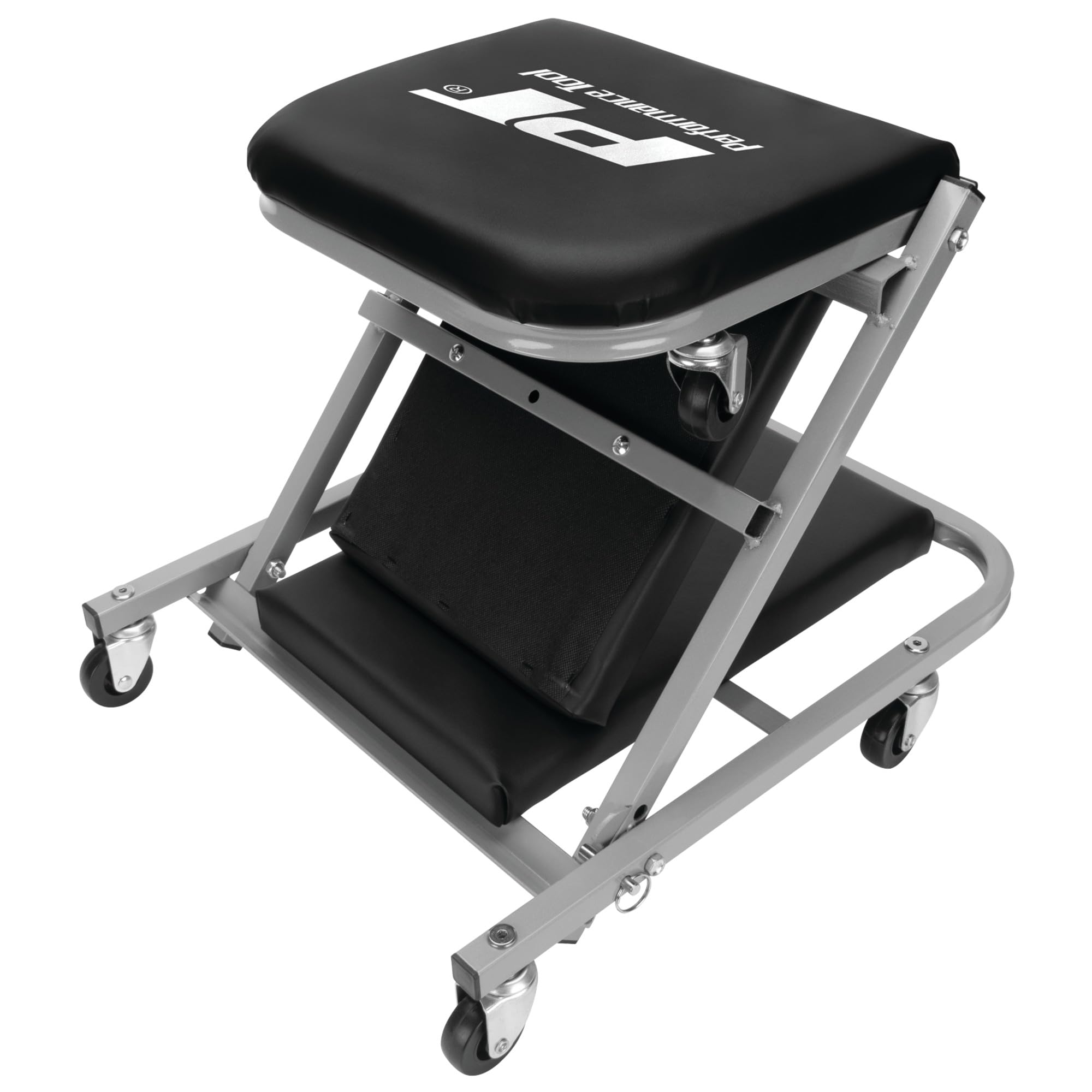40-Inch Performance Tool W85018 Folding Creeper Rolling Seat, All-in-One Adjustable Roller Garage Chair, Lay Down or Sit, 330LBS Capacity Under Car Roller Creeper with 6 Swivel Casters