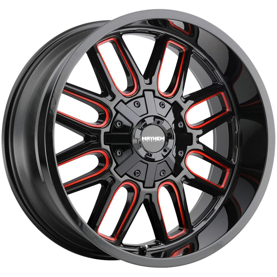 Cogent MAYHEM 8107 Black W/Prism Red 17X9 5-127/5-139.7-12mm 87.1mm Wheel with Painted (0 x 9. inches /5 x 127 mm, -12 mm Offset)