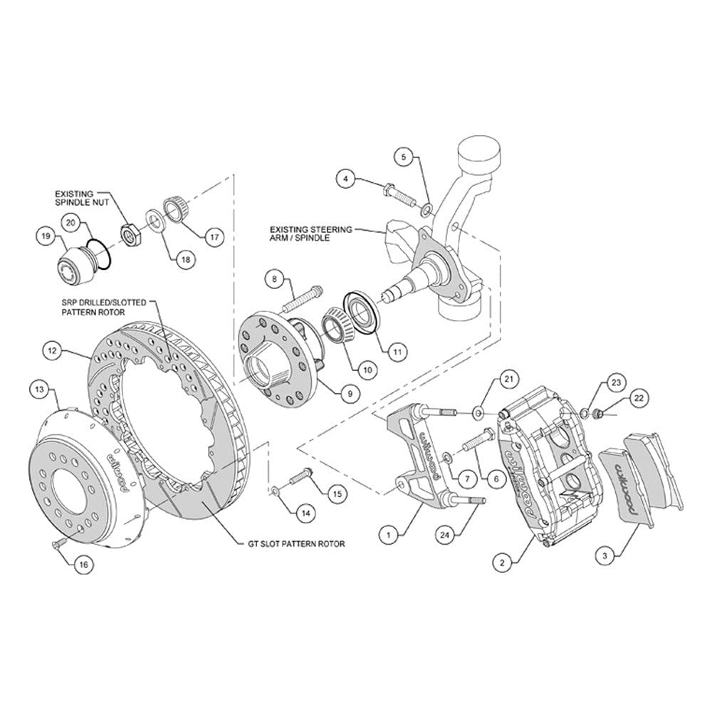 Front Hub Kit FNSL6R, 12.88", Red