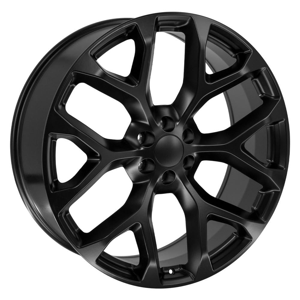 26 Inch OE Wheels CV98B Rim Fits Silverado 1500 Snowflake Style 6x139.7 26x10 Satin Black - Hollander 5904 (1)