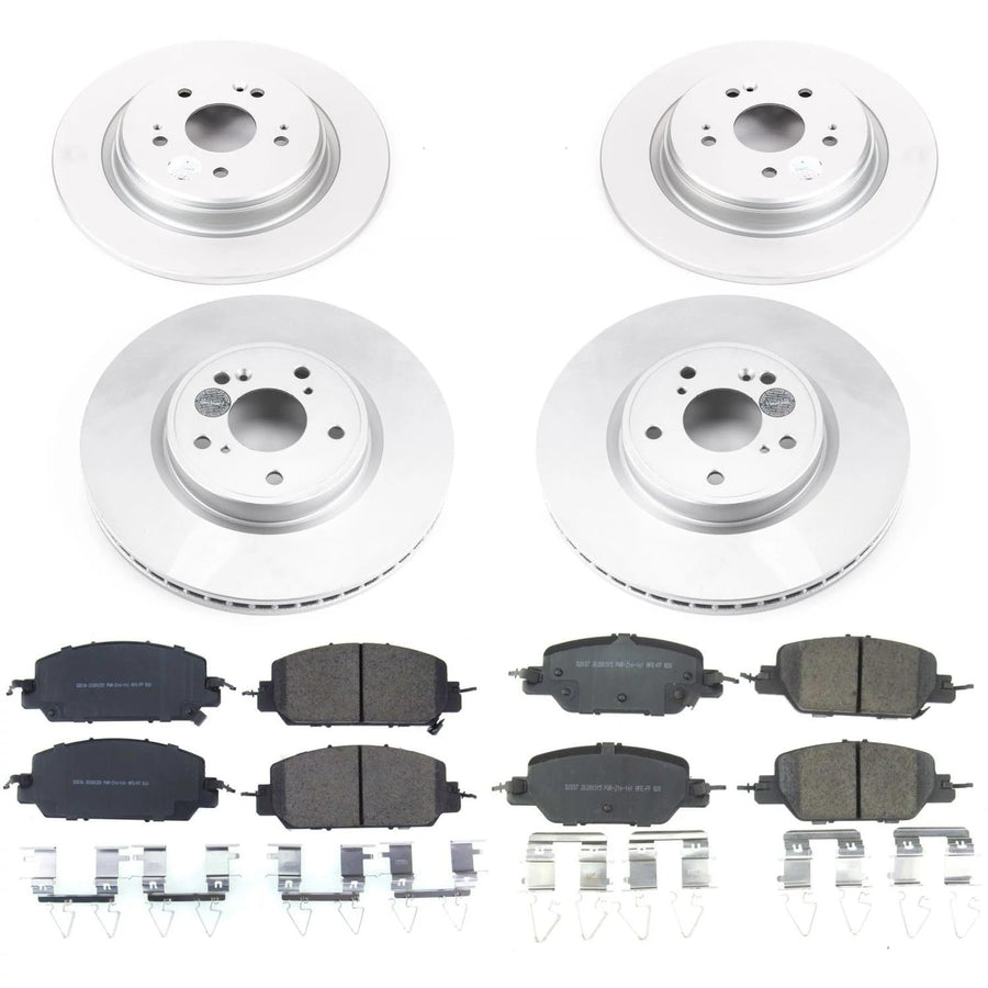 Power Stop Z17 CRK7873 Front and Rear Coated Rotor Brake Kit-Coated Rotors and Ceramic Brake Pads For Honda CR-V 2017-2023 [Model Specific]