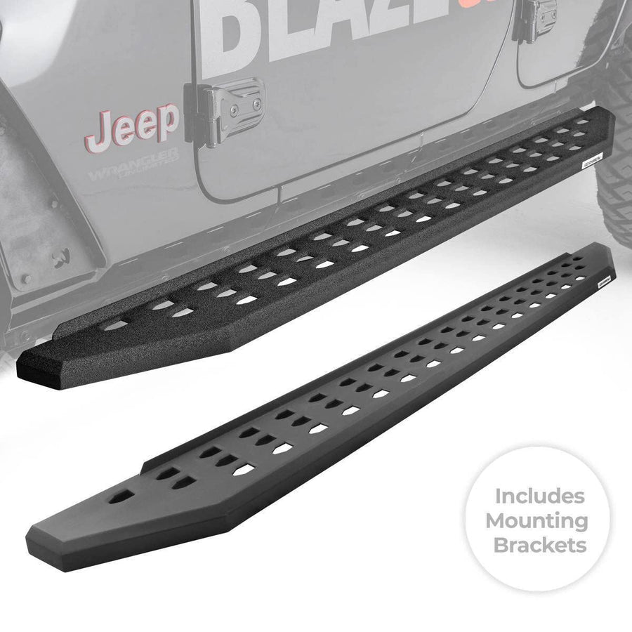 RB20 Running Boards & Brackets Go Rhino | Galvanized Steel, Protective Bedliner Coating | 69404887T | Fits 2019 - 2025 Chevrolet Silverado & GMC Sierra Crew Cab (See description)