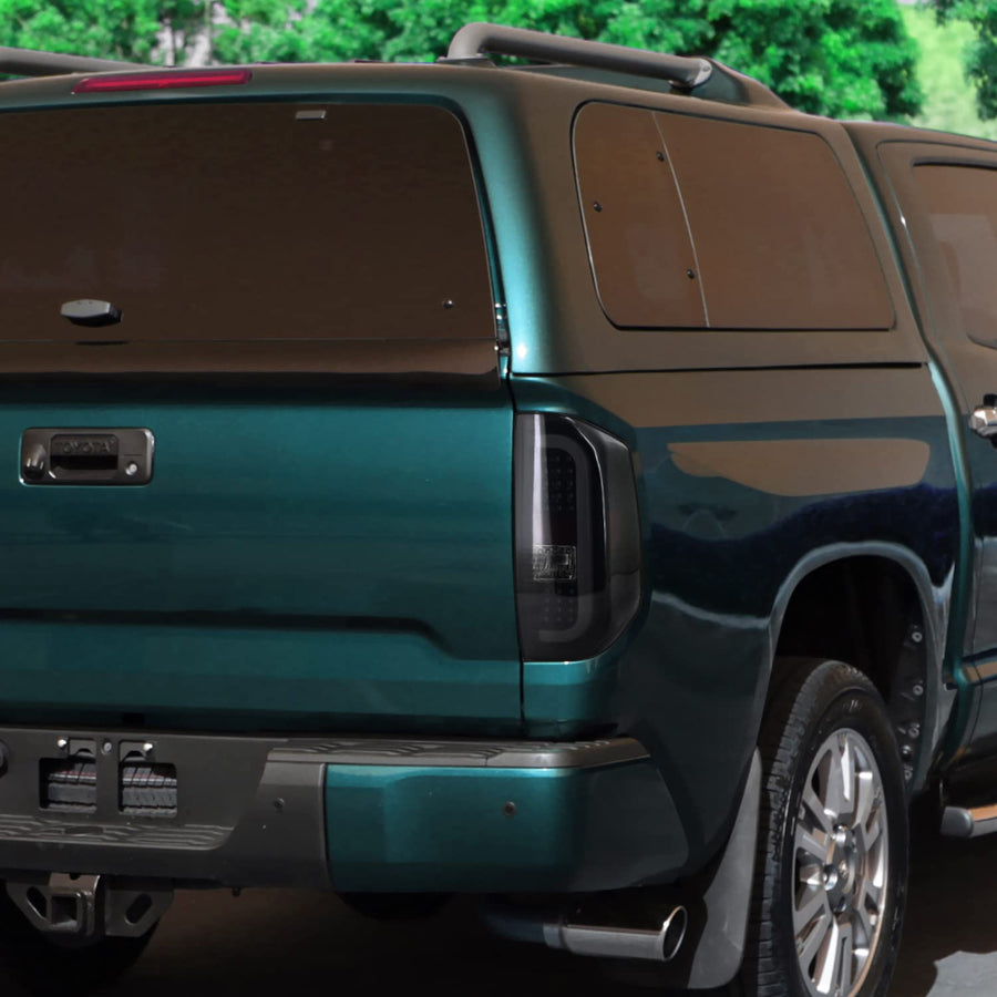 Glossy Black Smoke LED Sequential Tail Lights SPEC-D TUNING Compatible with 2014-2021 Toyota Tundra, Left + Right Pair Assembly