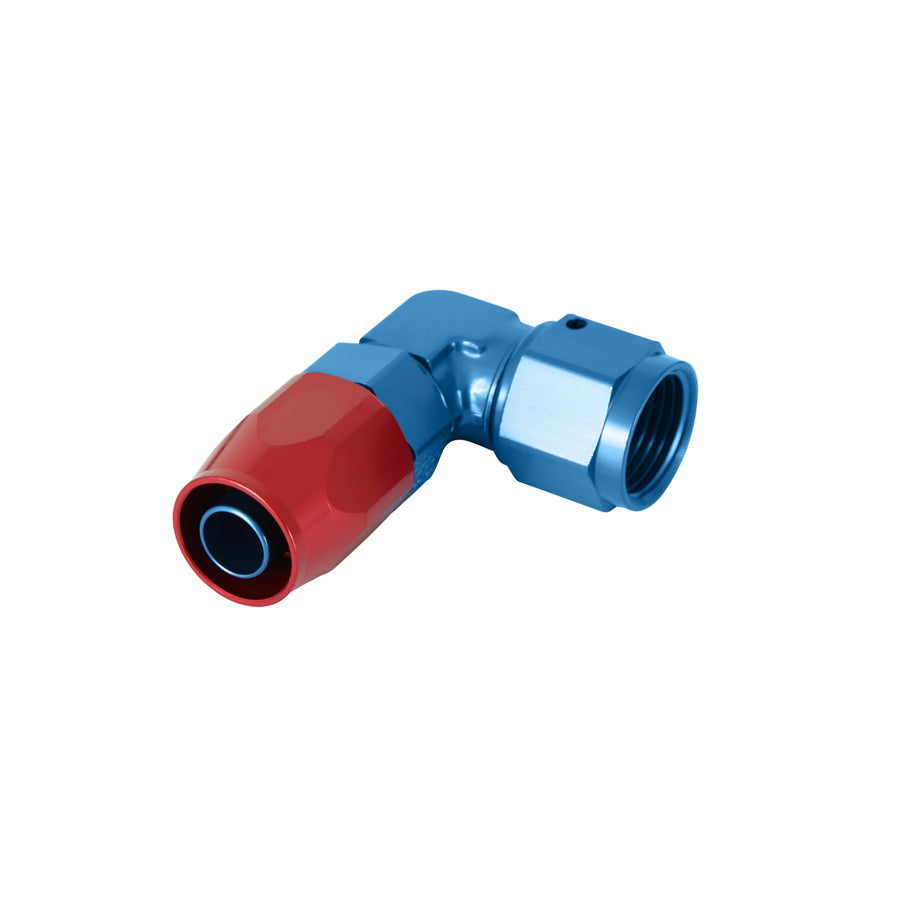Earl's 90 Degree Swivel-Seal® Hose End -8 AN - Red/Blue - Clamshell Package 809008ERLP