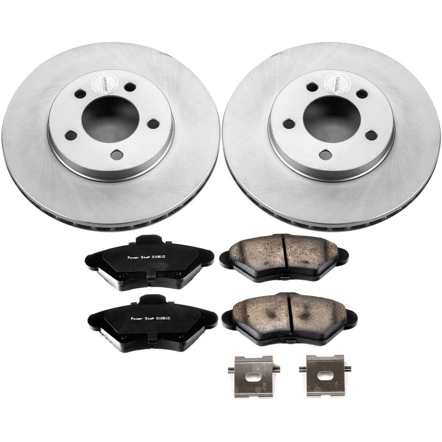 Power Stop Coated CRK1325 Brake Rotor and Ceramic Brake Pads- Front For Ford Thunderbird 1993-1997 | Mercury Cougar 1993-1997 [Vehicle Specific]