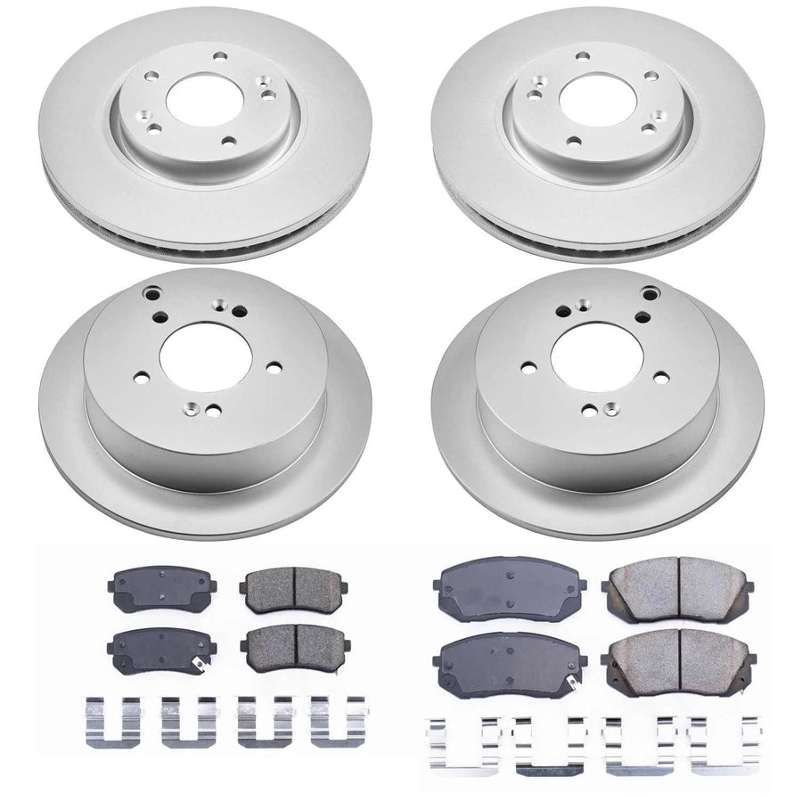 Power Stop Coated Brake Rotor & Ceramic Brake Pads CRK6307- front & rear For Hyundai Tucson 2010-2015, Kia Sportage 2011-2016 [Model Specific]