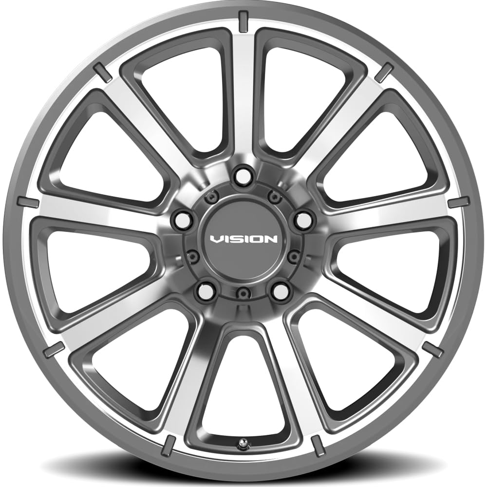 Custom Wheel Vision 353 TURBINE - 17x8.5, -6 Offset, 5x127 Bolt Pattern, 78.1mm Hub - Gunmetal with Machined Face Rim