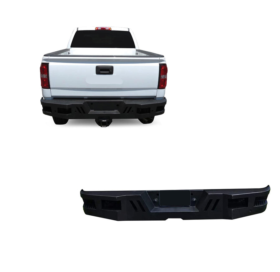 Super Heavy Duty Black Horse Armour Rear Bumper Matte Black Compatible with 2011-2019 GMC Sierra 2500 HD/3500 HD|2011-2019 Chevrolet Silverado 2500 HD/3500 HD-ARB-SI25-11
