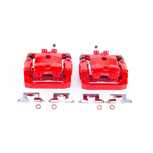 Power Stop Pair of High-Temp Red Powder Coated Rear Calipers For Mazda CX-9 2007-2015 [Model Specific]