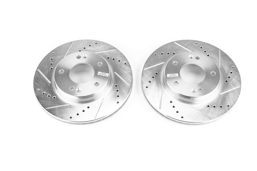 Power Stop JBR1760XPR Front Brake Rotor Pair Drilled and Slotted For Hyundai Ioniq 2017-2022, Kia Niro 2017-2022 [Model Specific]