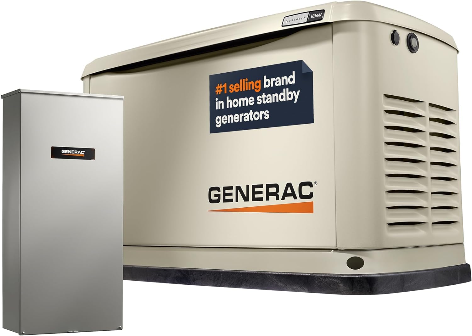 Generac 18kW Guardian Home Standby Generator with 200 Amp Transfer Switch - Automatic Whole House Backup Power for Storms, Emergencies, and Outages, WiFi Enabled, Runs on Natural Gas or Liquid Propane