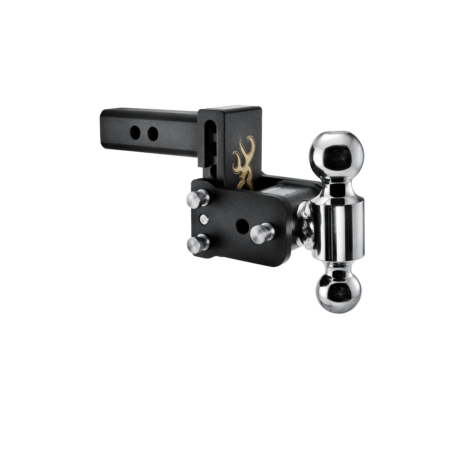 B&W Trailer Hitches Adjustable Tow & Stow Trailer Hitch Ball Mount with Browning Logo - Fits 2" Receiver, Dual Ball (2" x 2-5/16"), 3" Drop, 10,000 GTW - TS10033BB