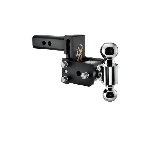 B&W Trailer Hitches Adjustable Tow & Stow Trailer Hitch Ball Mount with Browning Logo - Fits 2" Receiver, Dual Ball (2" x 2-5/16"), 3" Drop, 10,000 GTW - TS10033BB