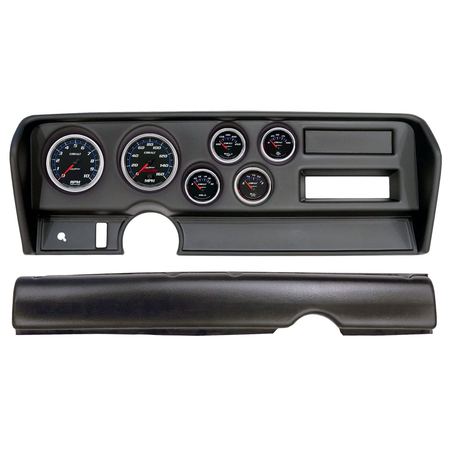 AutoMeter Dash Kit Direct Fit, (3 3/8" X2, 2 1/16" X4), Pontiac GTO No Ac 70-72, Cobalt (2914-05)