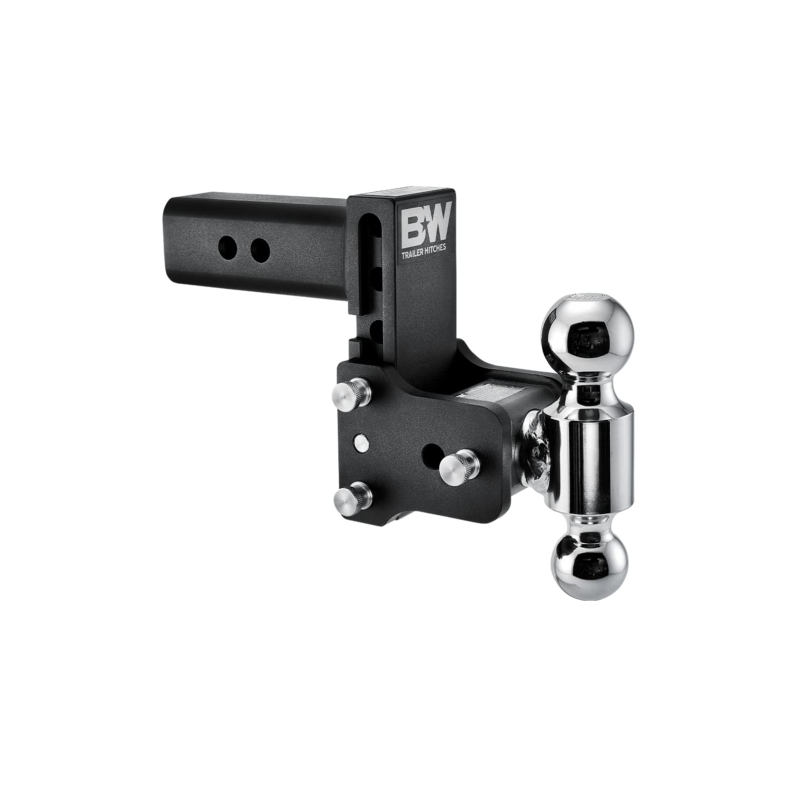 Tow & Stow B&W Trailer Hitches Adjustable Trailer Hitch Ball Mount - Fits 2.5" Receiver, Dual Ball (2" x 2-5/16"), 5" Drop, 18,000 GTW - TS20037B