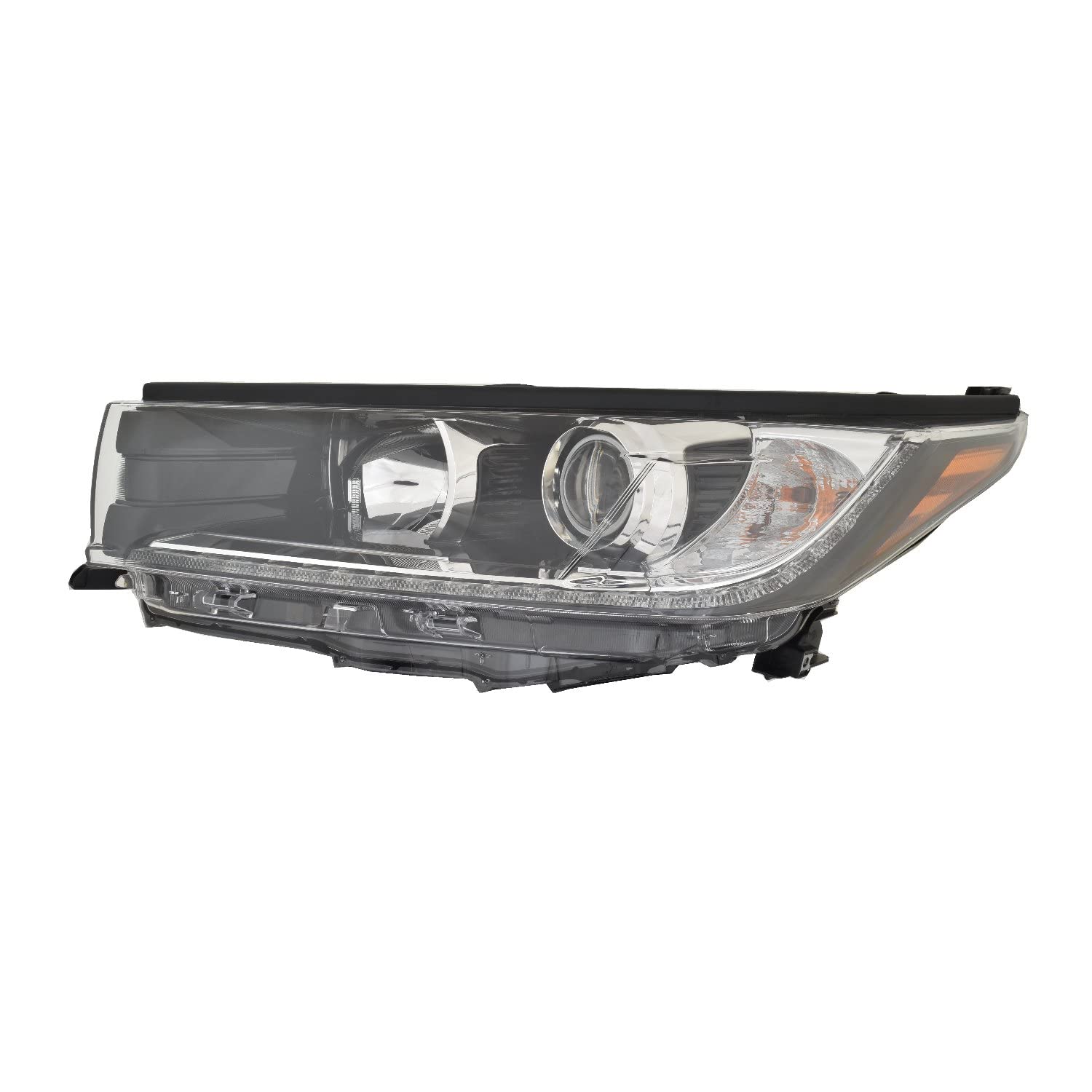 Toyota Highlander 17-18 Headlight SE without Chrome SMOKED with BLACK Accent with LED Day time Running Light Driver Side | DOT Certified 81150-0E390 | TO2502253