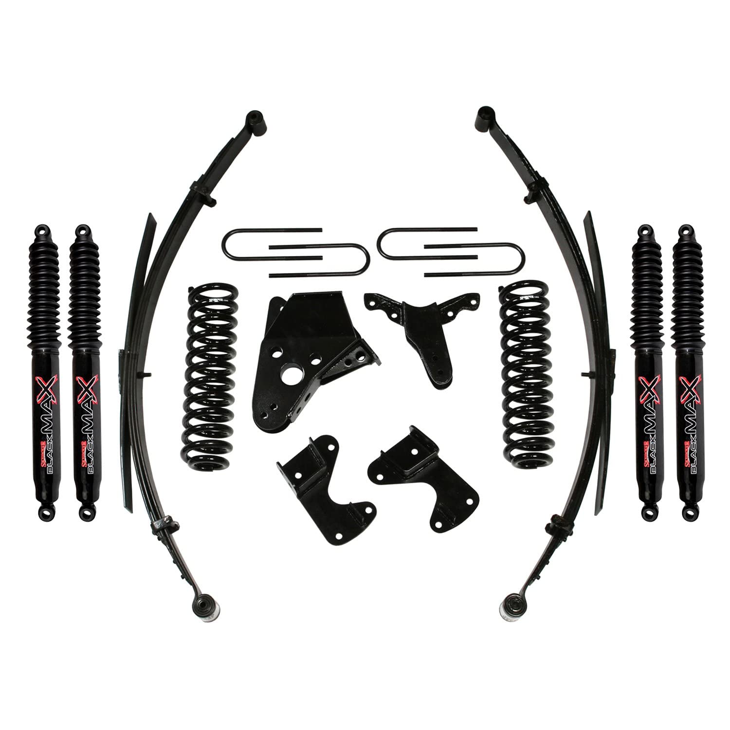 Skyjacker Suspension Lift Kit 134RHKS-B w/Shock Black MAX Shocks 4 in. Lift Incl. Front Coil Springs Rear Leaf Springs Rear U Bolt Kit