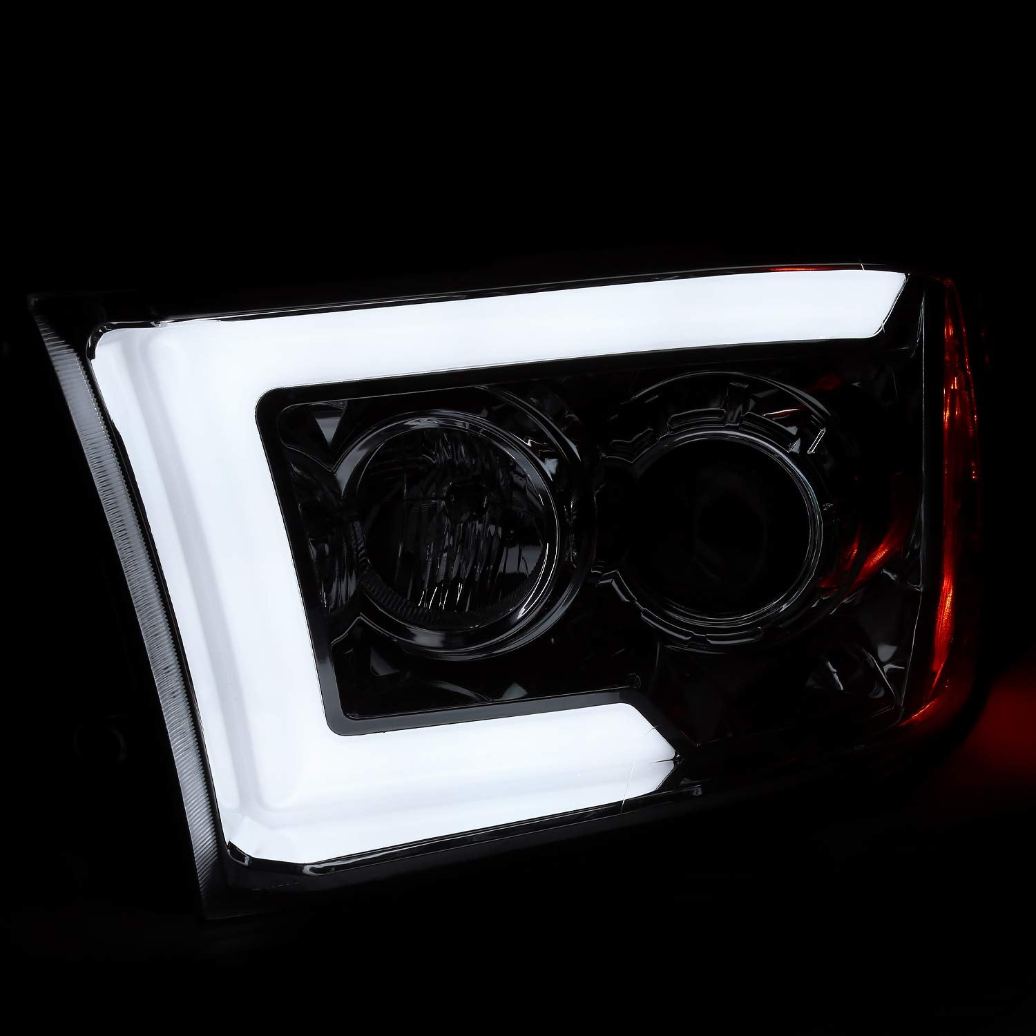 Chrome Projector Headlights SPEC-D TUNING w/Sequential Switchback LED Signal Compatible with 2009-18 Dodge RAM 1500/2500/3500, 2019-24 Dodge RAM 1500 Left + Right Pair Headlamps Assembly