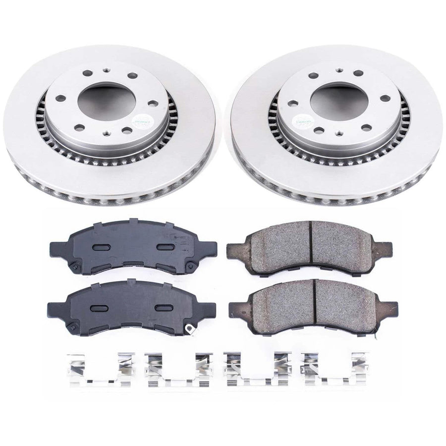 Coated Power Stop CRK2084 Brake Rotor & Ceramic Brake Pads- front