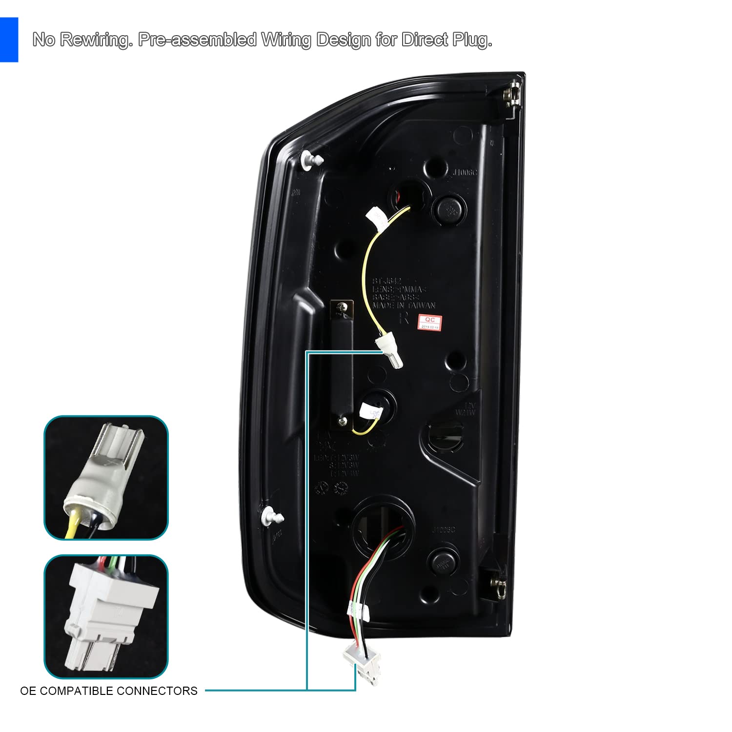 Glossy Black Smoke LED Sequential Tail Lights SPEC-D TUNING Compatible with 2014-2021 Toyota Tundra, Left + Right Pair Assembly