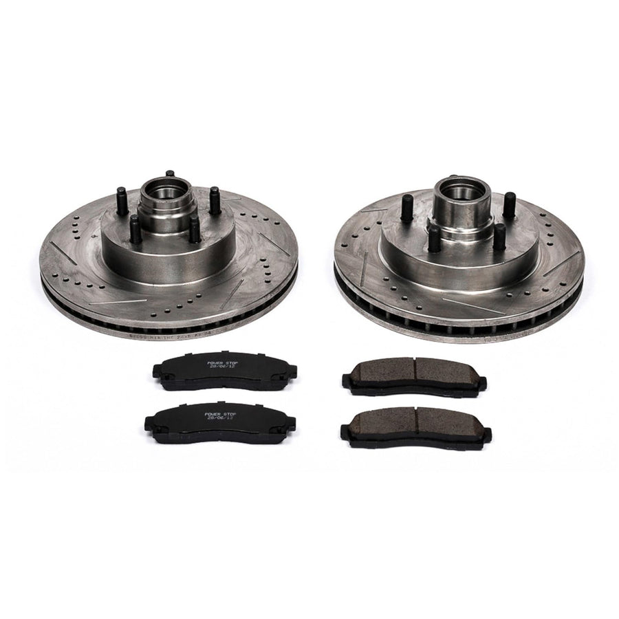Power Stop K1920 Z23 Carbon Fiber Brake Pads with Drilled & Slotted Brake Rotors Kit For Ford Explorer Sport 2001-2003, Ford Explorer Sport Trac 2001-2005 [Model Specific]