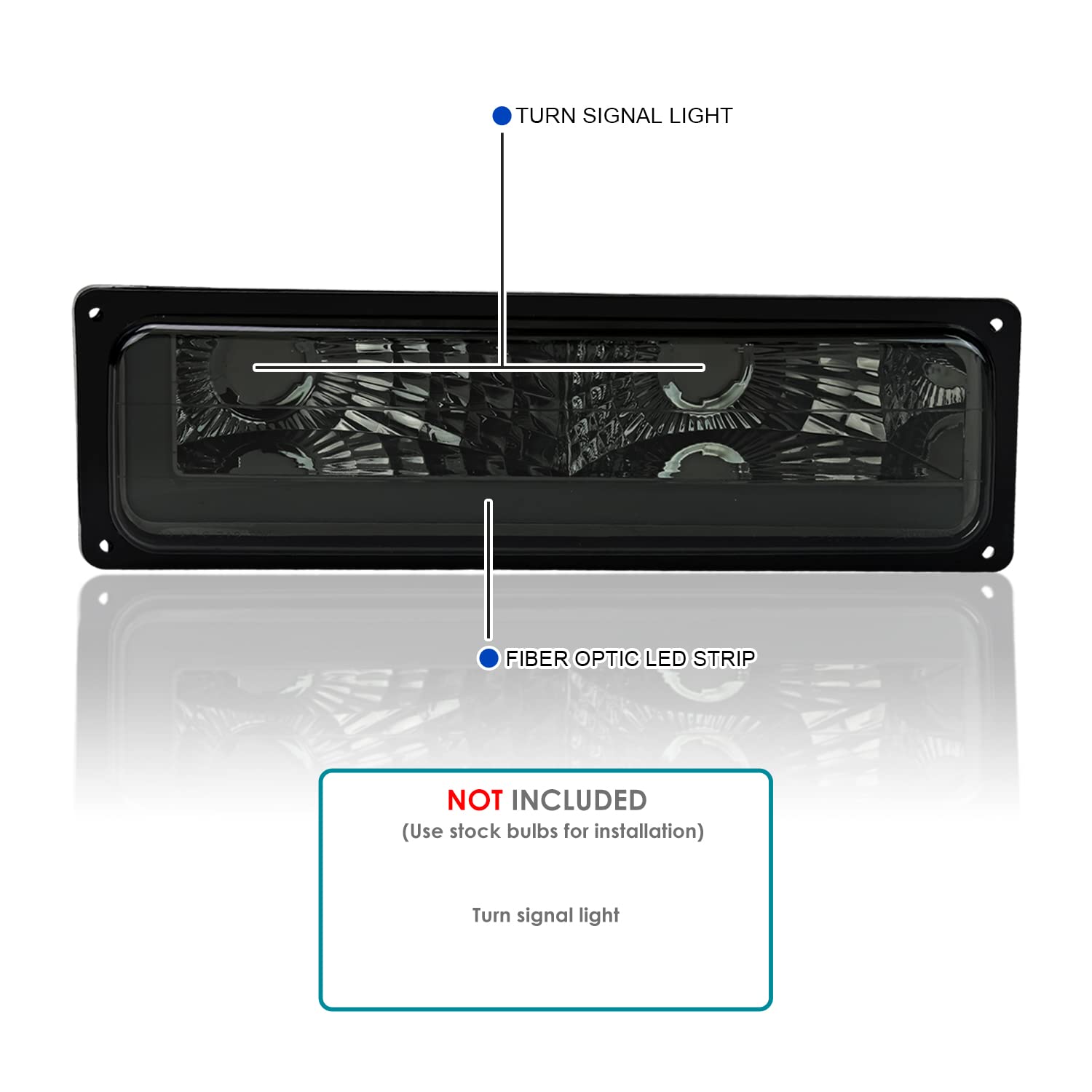 Smoke LED Bar Bumper Lights SPEC-D TUNING Compatible with 1988-1998 Chevy Silverado C10 C/K