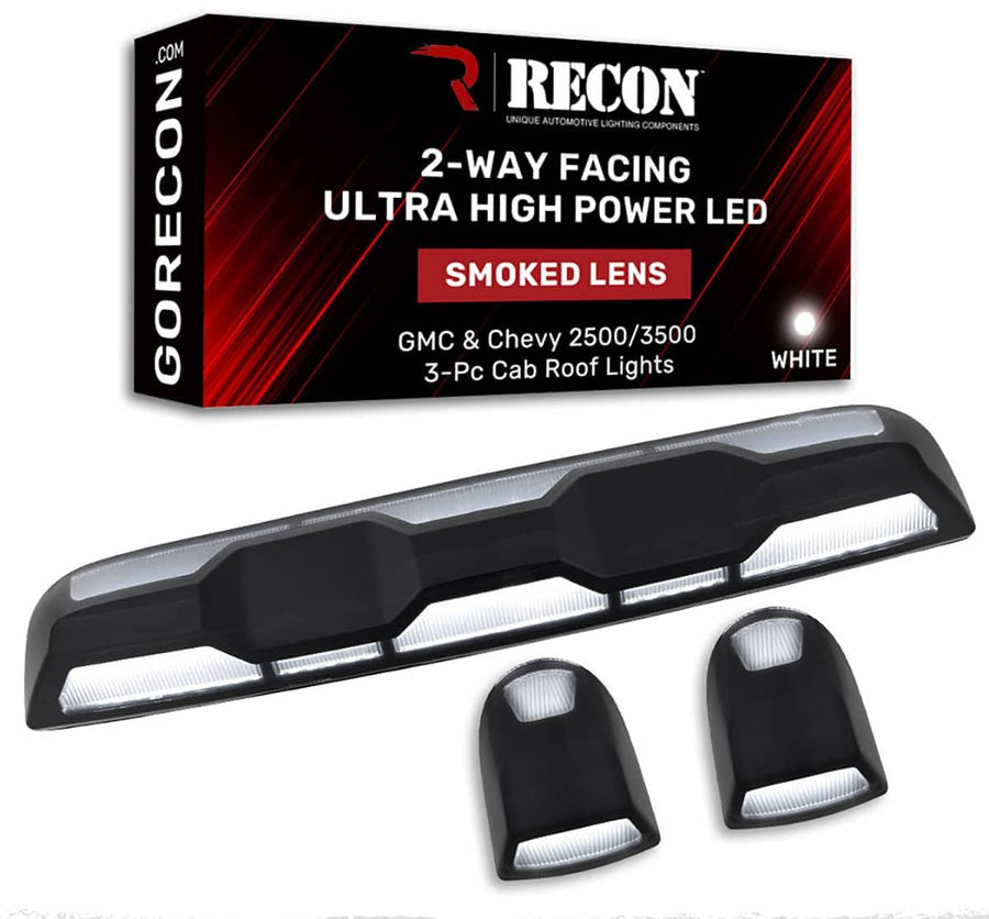 20-25 GMC & Chevy (4th Gen) Heavy-Duty (3-Piece Set) Cab Roof Light Set 2-Way Front & Rear Facing Ultra High-Power White LEDs - (ATTN: This cab light kit replaces Factory/OEM installed cab roof lights) - Multiple Lens