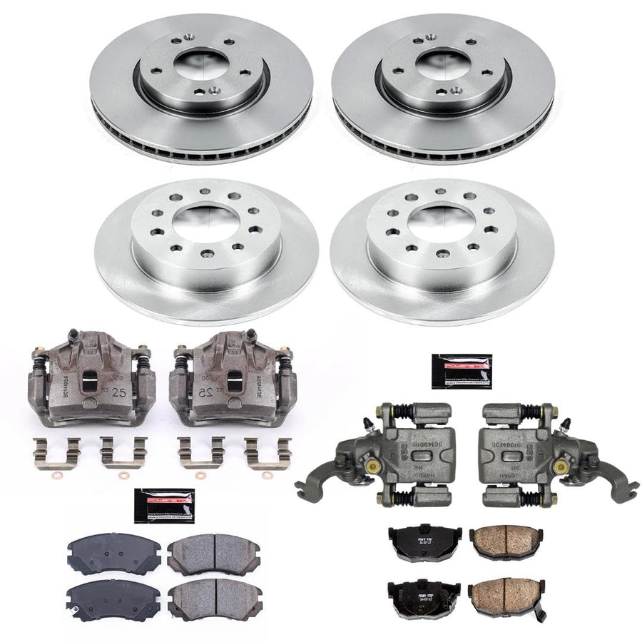 Power Stop KCOE166A Replacement Autospeciality Front and Rear Caliper Kit- OE Rotors, Ceramic Brake Pads, Calipers For Hyundai Tiburon 2004-2005 [Model Specific]