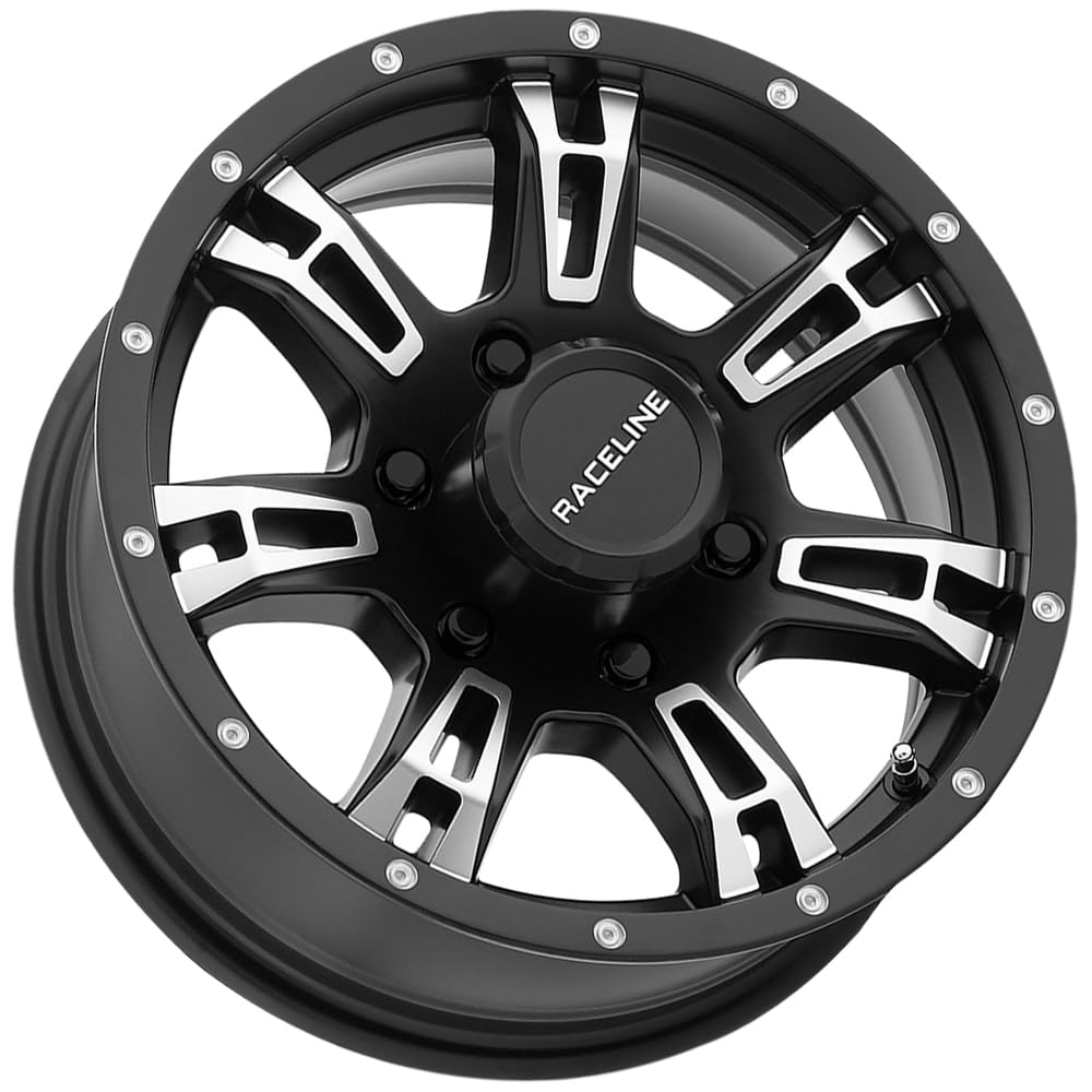 Raceline Wheels Satin Black Machined Face 840 Arsenal Trailer Wheel (16 x 6. inches /6 x 139 mm, 0 mm Offset)