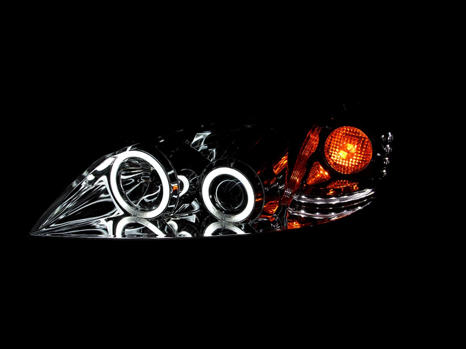 Chrome Halo Anzo USA Projector Headlight with Clear Lens and Amber Reflector for Pontiac G6 121372