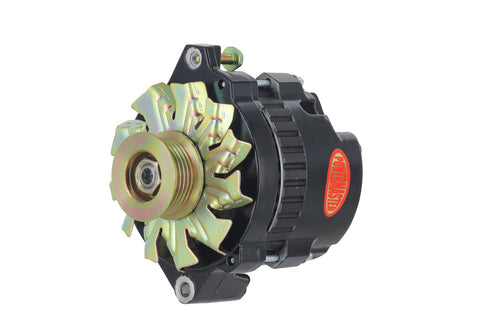 Alt GM CS130 Powermaster Black 140A 6 grv Pulley Str MTG 6.14" Side BAT Post 1-Wire or OE Hookup